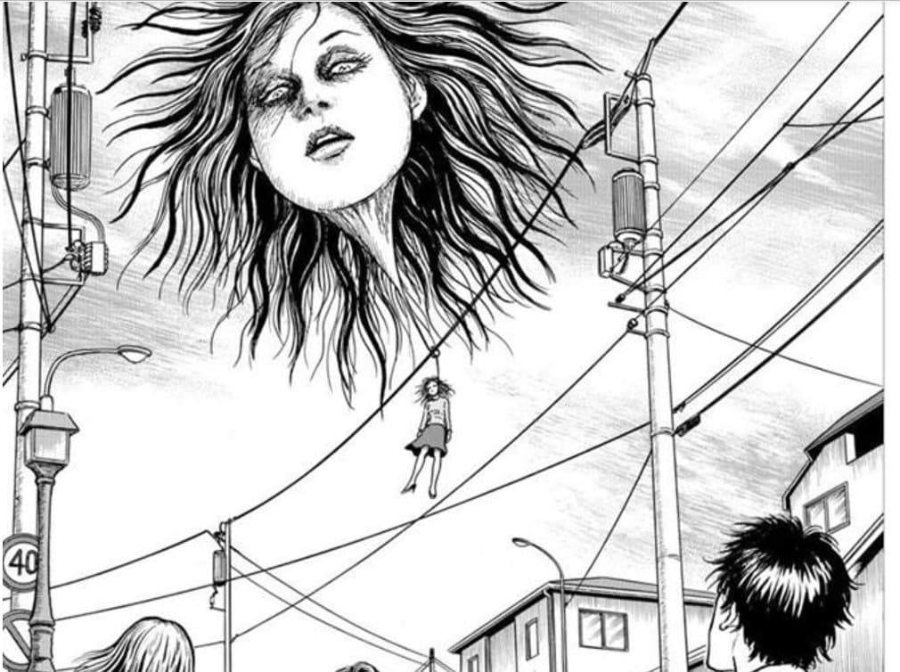 許多網友說根本是伊藤潤二的人頭氣球真實版。(翻攝自推特)