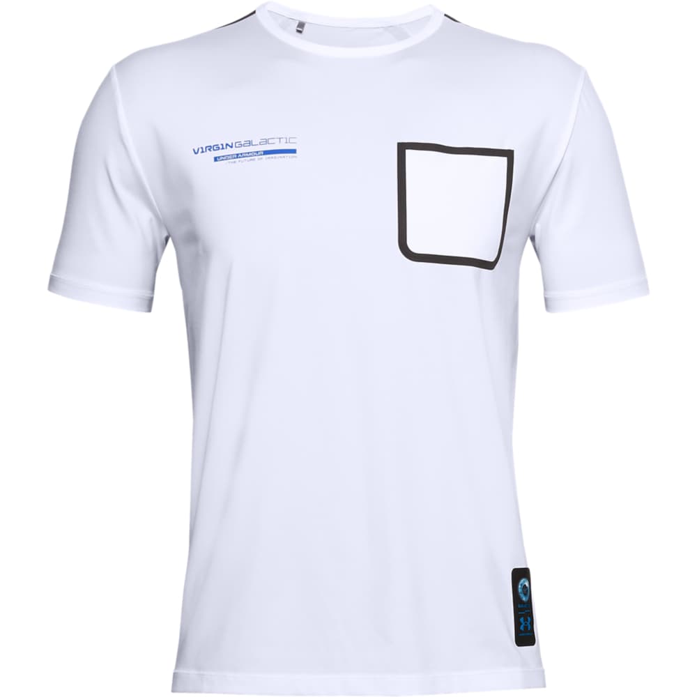 白色男裝短袖T-Shirt NT$1,580 UA X Virgin Galactic。(UNDER ARMOUR提供)