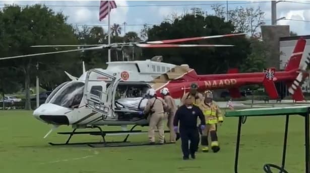 當地警消機關獲報後,出動直升機送往醫院緊急治療。(翻攝Martin County Sheriff Twitter)