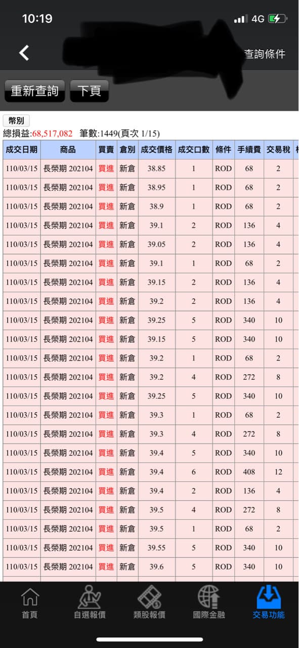 一位鄉民曬出自己的證券期貨戶頭的損益資料,證明所言都是真的。(翻攝自PTT股票版)