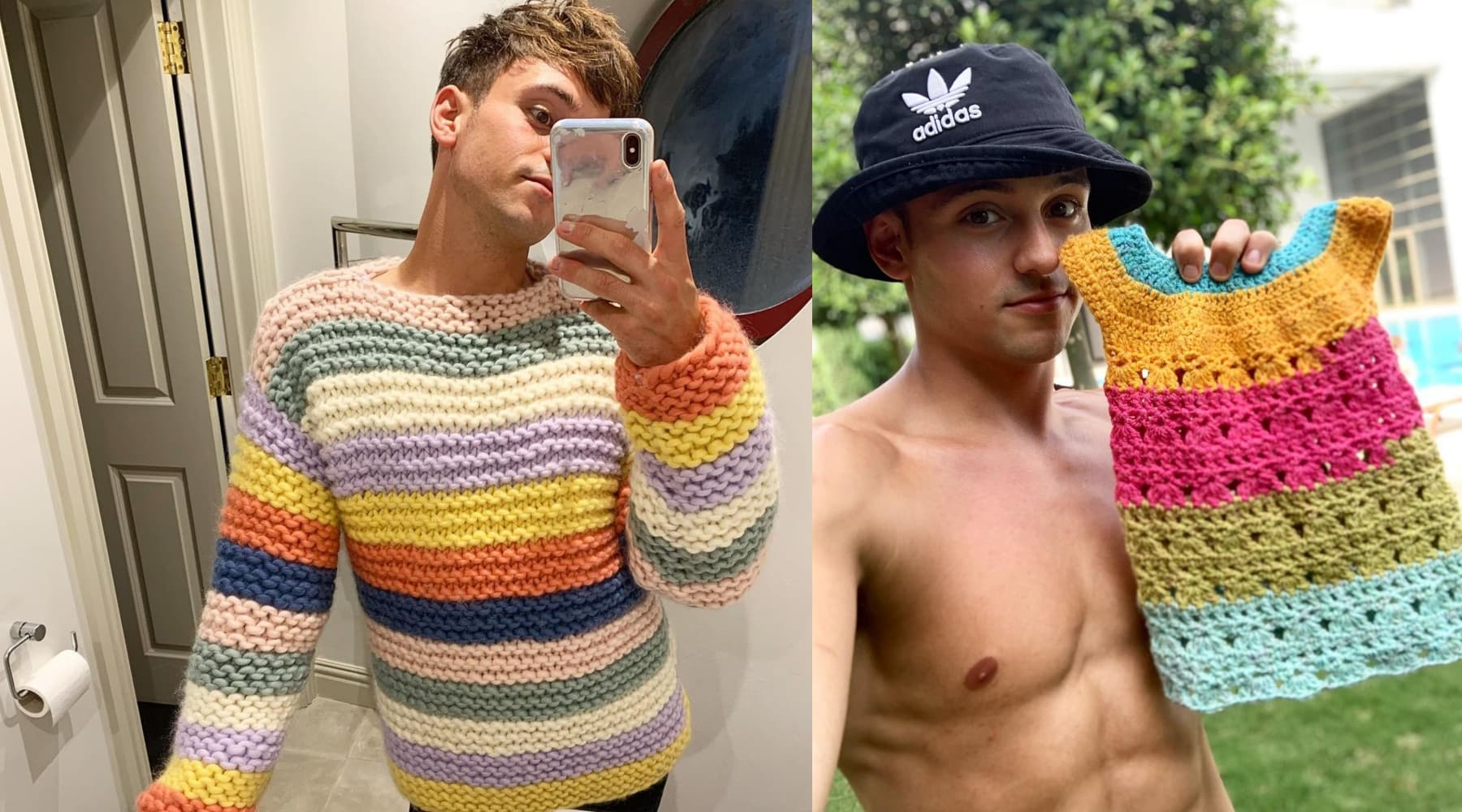 湯姆在IG上展示自己的作品,而編織有助於他運動更專心。(翻攝自Tom Daley、madewithlovebytomdaley IG/)