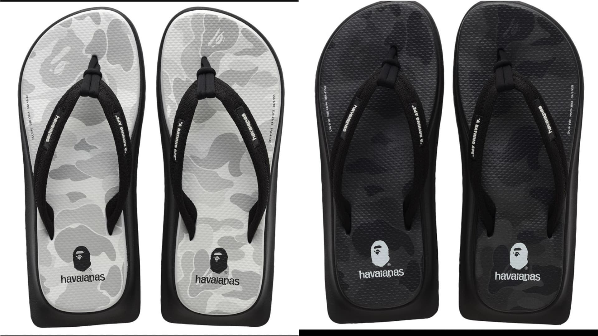 Tradi Zori系列夾腳拖 NT $3,680 Havaianas X BAPE®。(Havaianas提供)