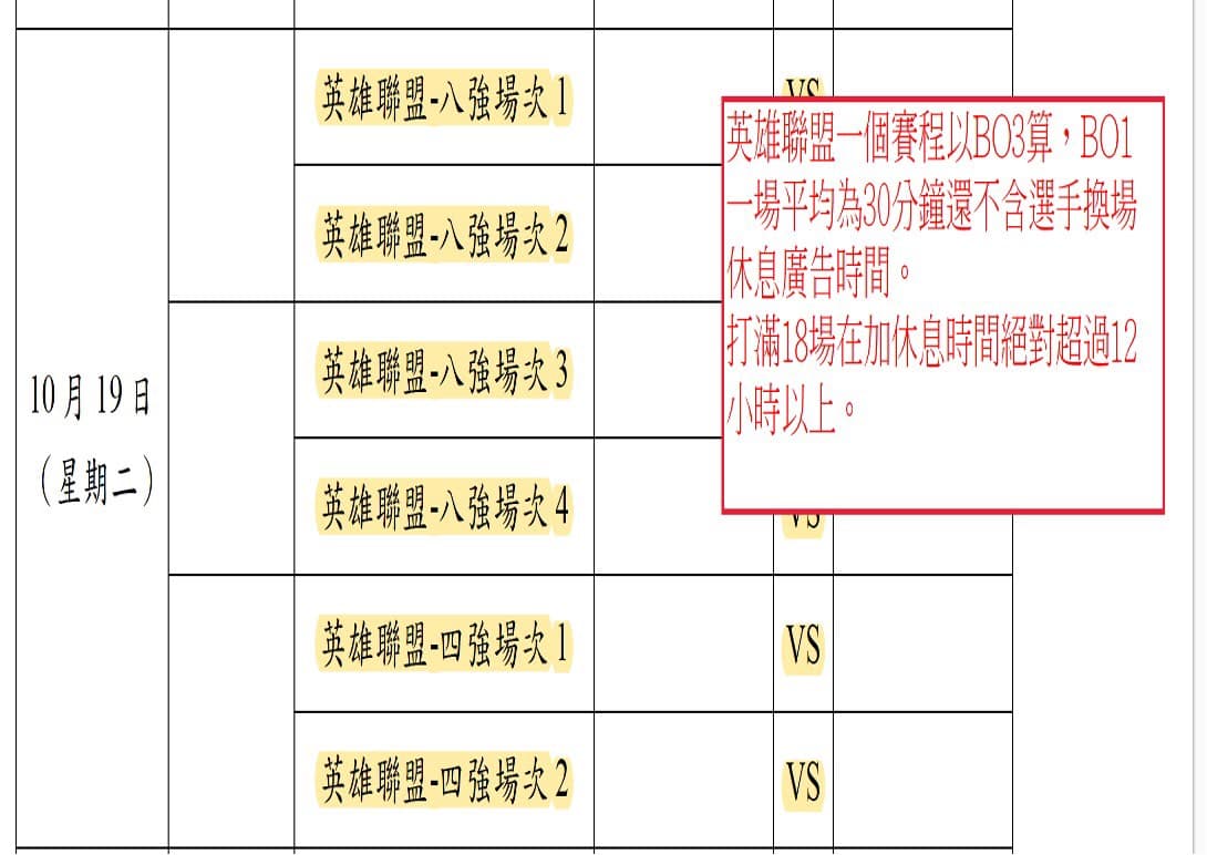黃俊哲秀出賽會技術手冊,指選手竟可能打比賽到半夜。(黃俊哲服務處提供)