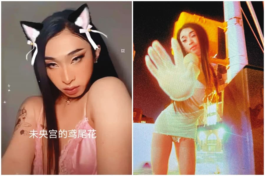 中國大陸網友挖出過去庾恩利穿女裝的變裝照,引起網路熱議,沒想到他竟可如此妖豔。(左圖翻攝自微博、右圖翻攝自nicolariosram IG)