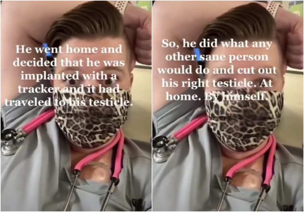 一名護理師分享,該名自宮的男病患割睪丸的經過。(翻攝j8kfrmst8frm的TikTok)