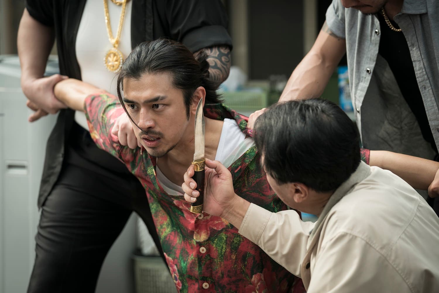 陳柏霖(中)一改大仁哥形象,《詭扯》扮演走歪路的刑警,影片已經獲得韓國富川奇幻影展評審團大獎。(台北電影節提供)