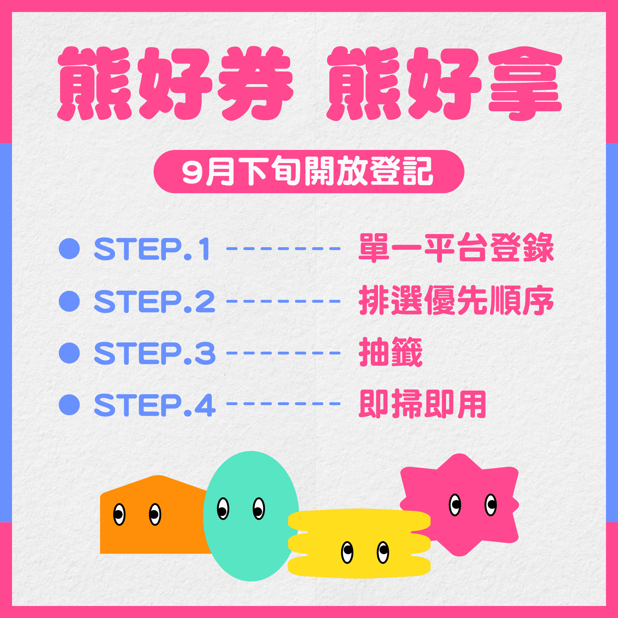 台北熊好券預計9月下旬開放於台北通App登記抽獎。(台北市政府提供)