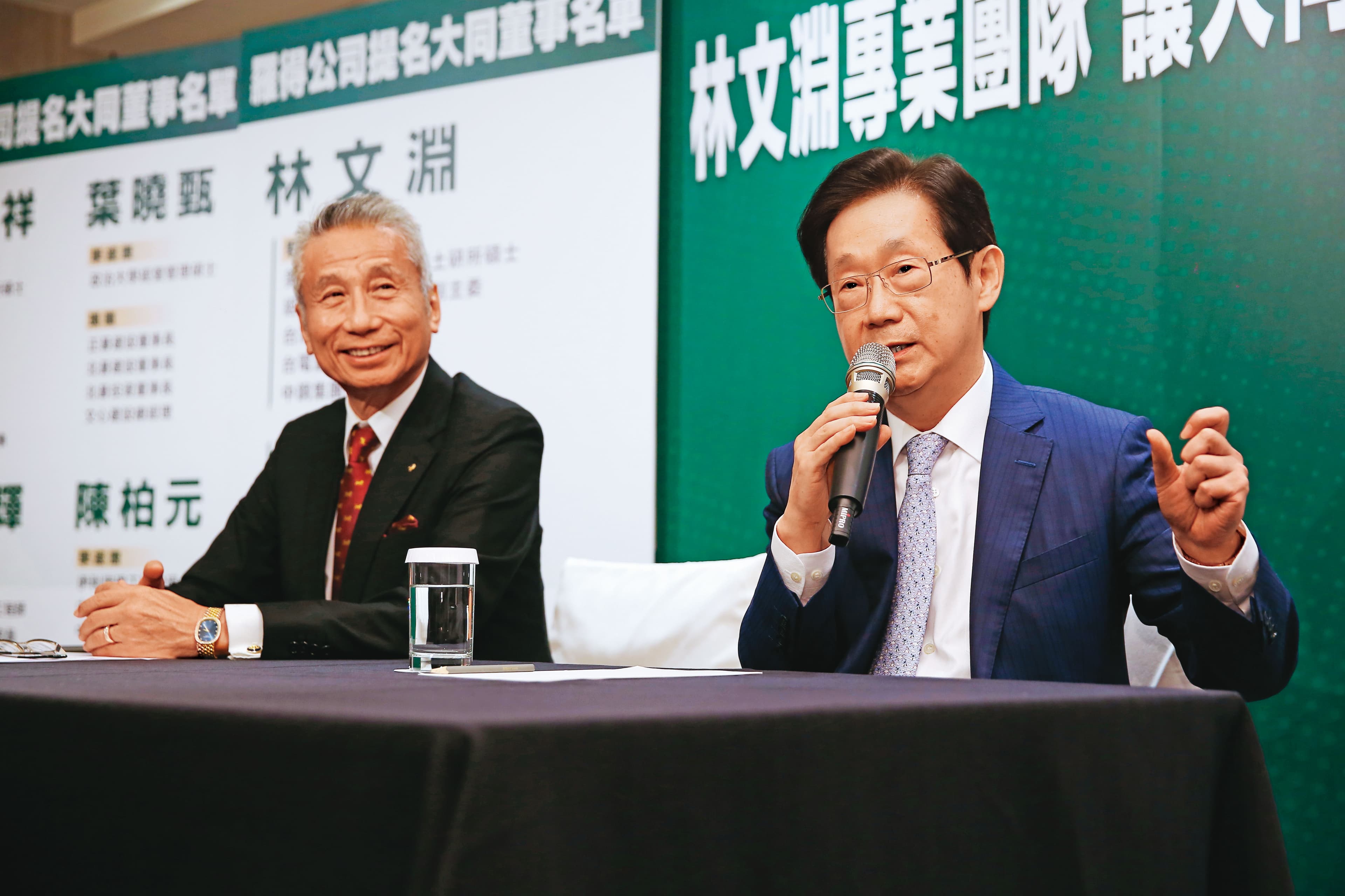 林文淵(右)曾被王光祥(左)邀請擔任大同董事長,未料不到2個月就被撤換,改由過去交手過的盧明光接任。