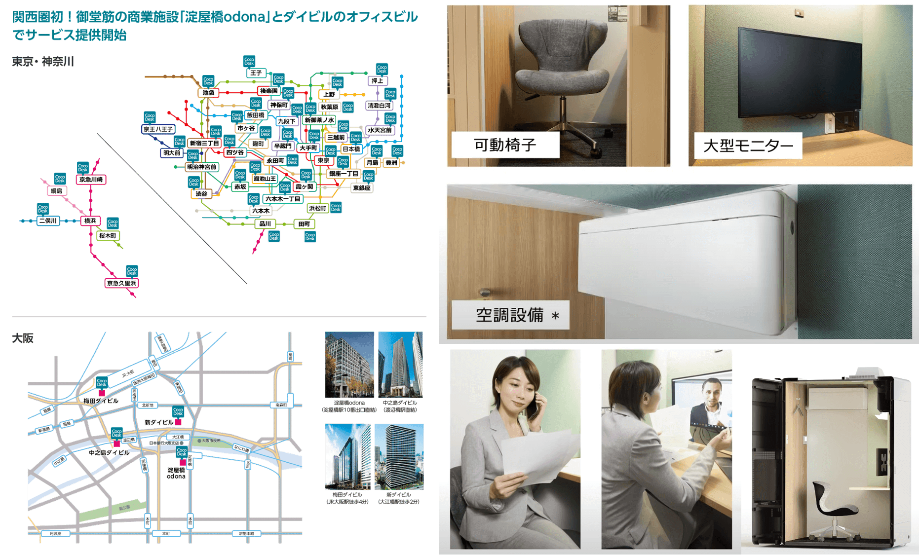 目前東京許多電車站已可見該設施,今年也擴點到關西,包廂內配備基本的辦公設備,隔音有隱密性也適合視訊會議。(翻攝自FujiFilm官網)