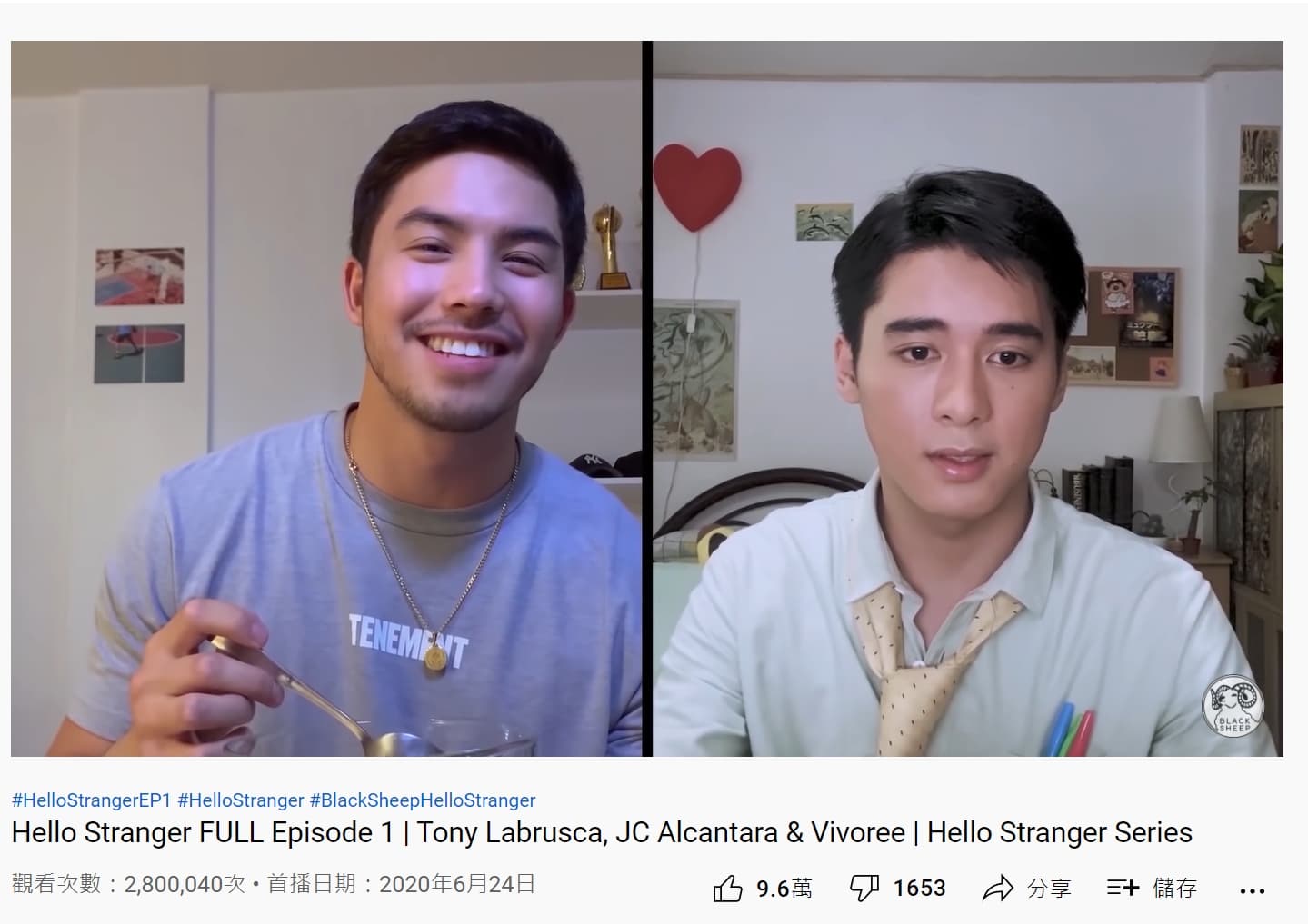菲律賓製作的BL遠端劇《Hello Stranger》單集播放次數破280萬,更推出電影。(翻攝自YouTube畫面)