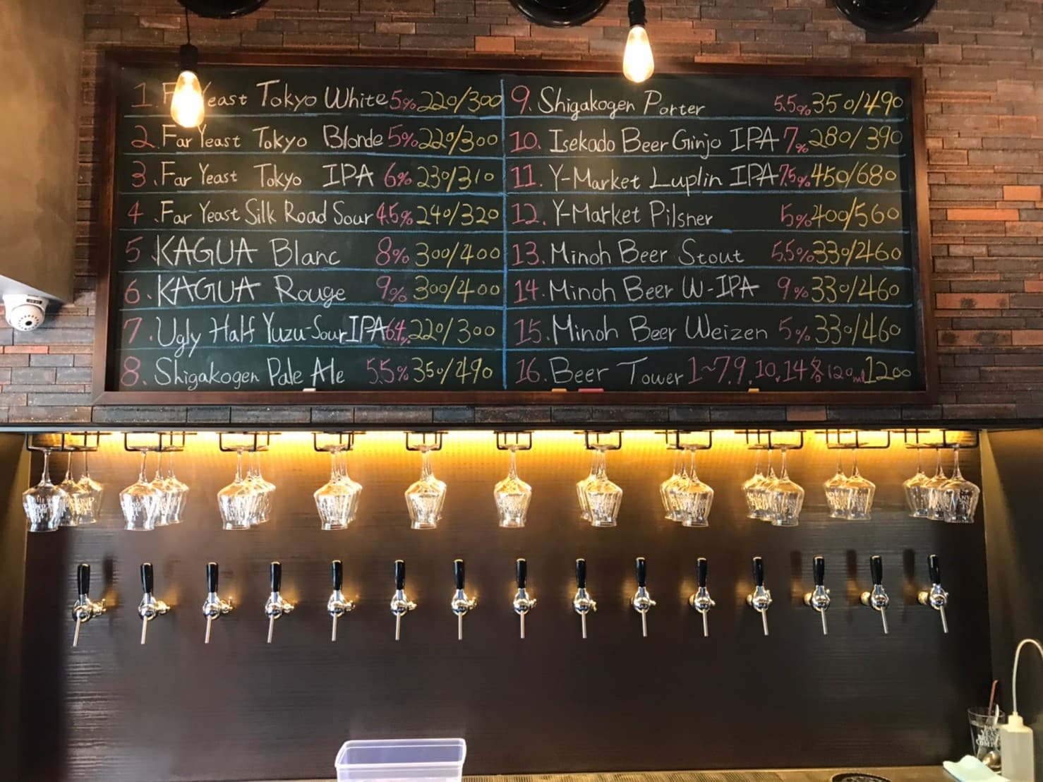 「源流台灣精釀啤酒餐酒館(Far Yeast Taiwan Craftbeer Gastropub)」,吧檯區有15支成排的啤酒龍頭,以Tap Beer拉霸方式取酒。
