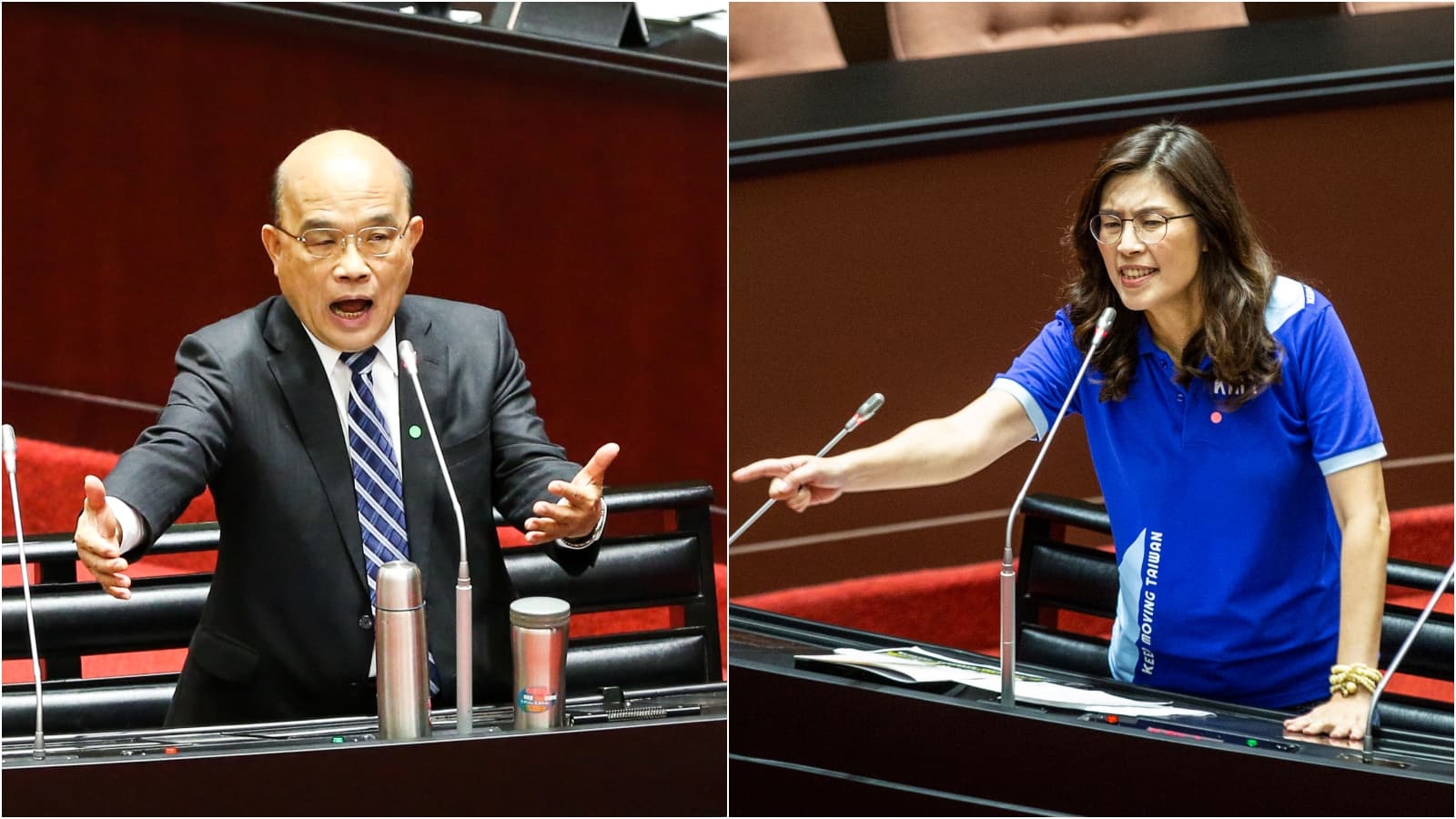 蘇貞昌（左）和鄭麗文（右）日前在議場上唇槍舌戰，爆發激烈口角。（本刊資料照）