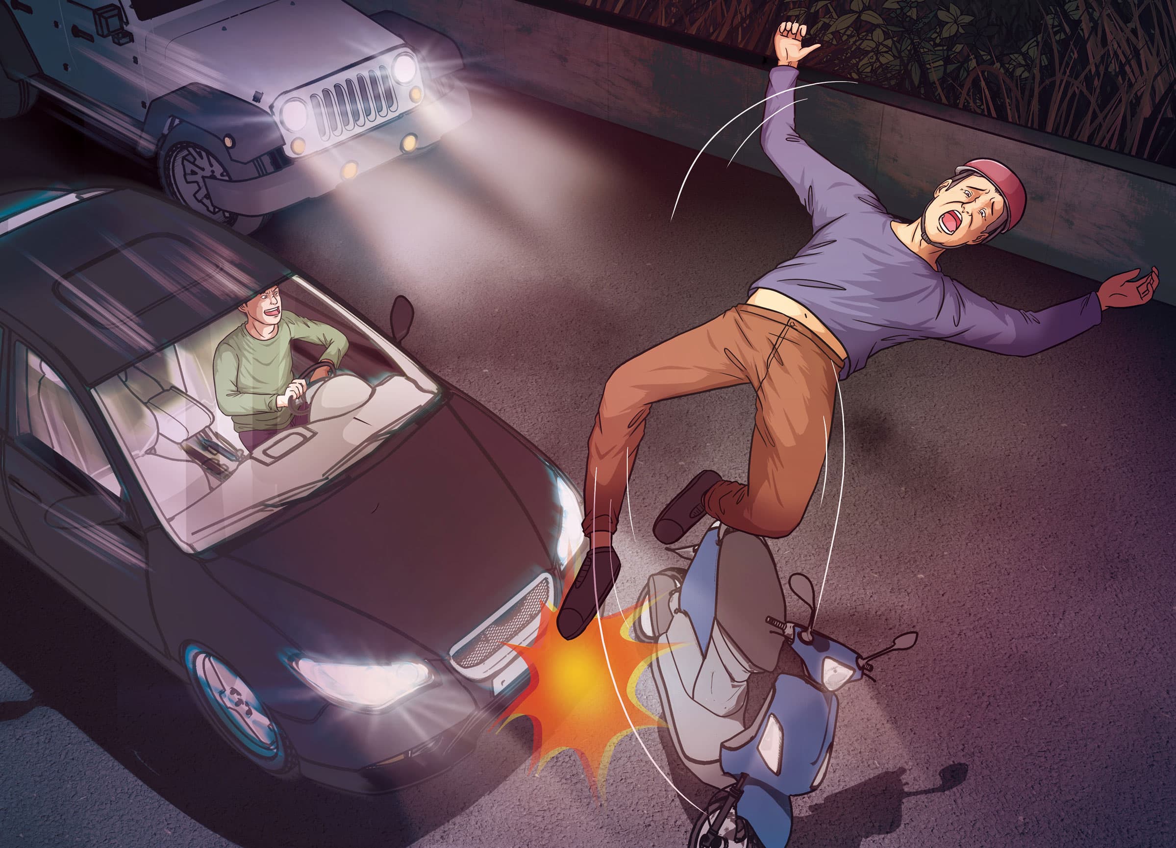 騎機車的張男先被轎車撞倒,接著才被吉普車輾斃。
