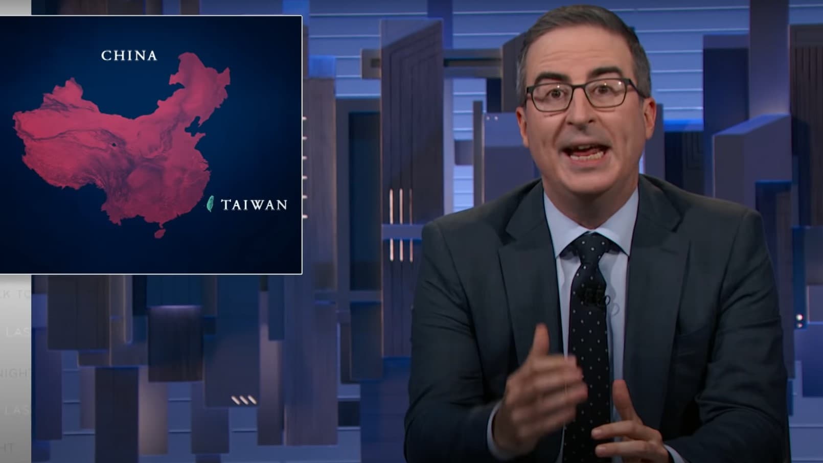 台灣至今在國際上面的困境,多半與中國脫不了關係。(翻攝自Last Week Tonight YouTube頻道)