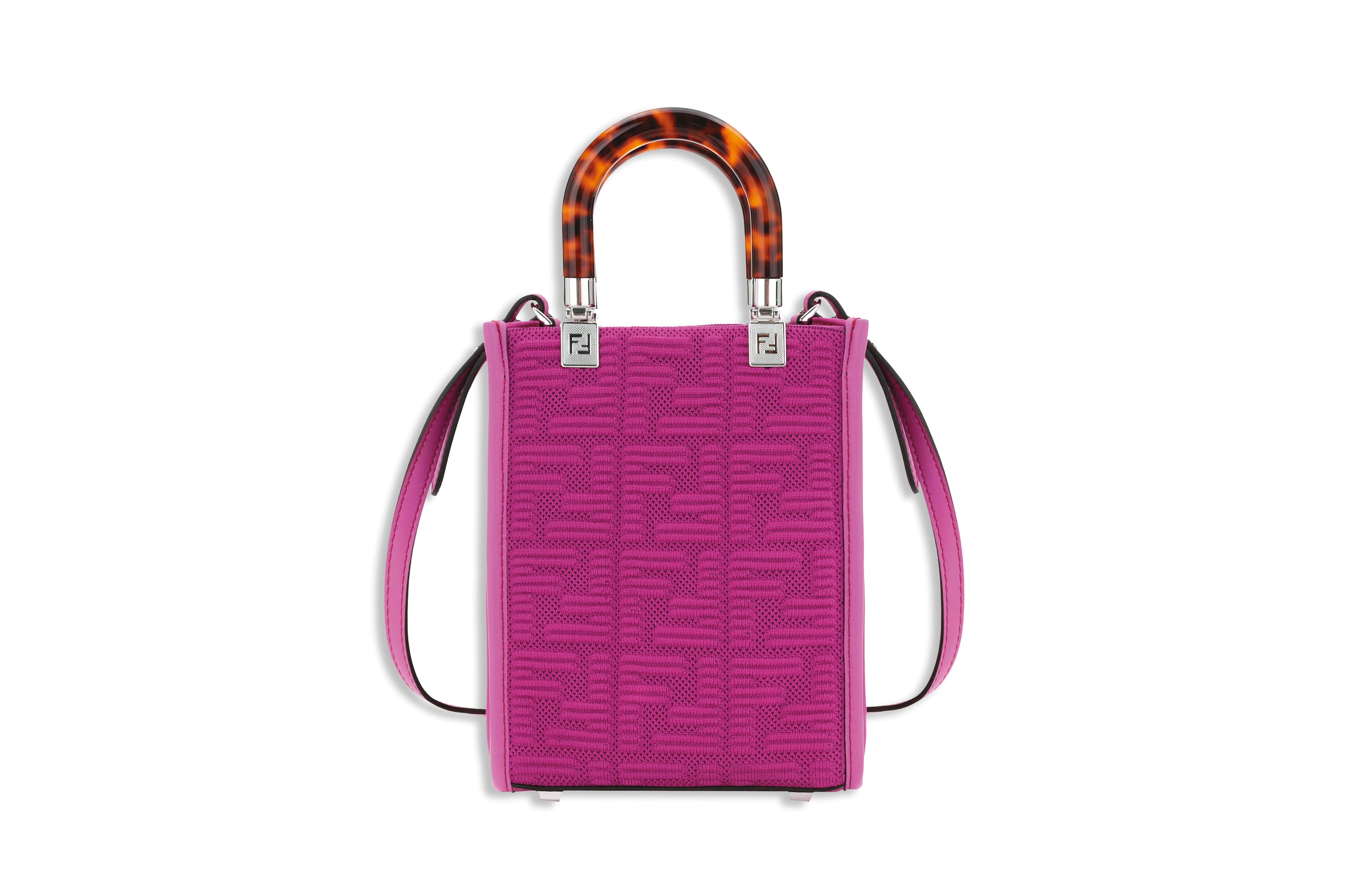 FENDI x SKIMS桃紫色FF LOGO Mini Sunshine Shopper NT$59,000(FENDI提供)