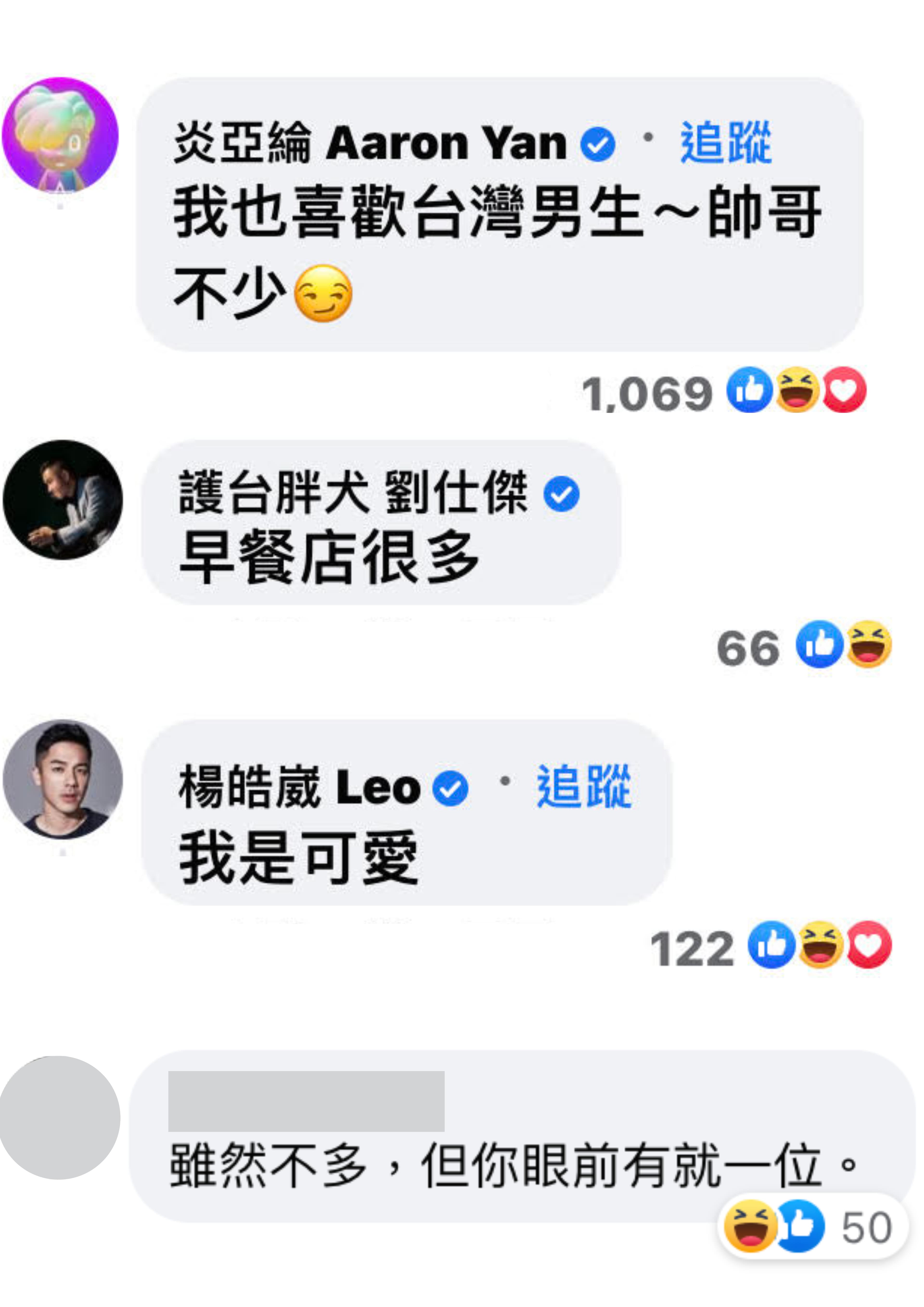 台灣帥哥都躲到哪了？「護台胖犬」劉仕傑留言：「早餐店很多～」（翻攝自《亮新聞》臉書）