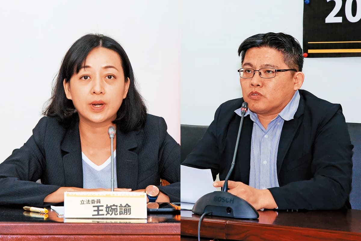 王婉諭(左)與邱顯智(右)對藻礁公投的看法與時力黨中央出現分歧。