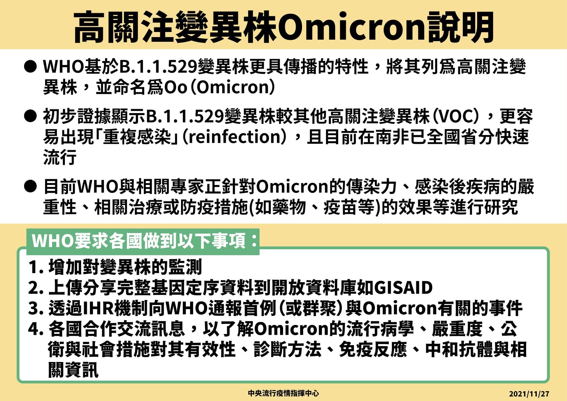 指揮中心說明,最新變種病毒Omicron容易出現重複感染,目前疫情已在南非全國快速流行。(指揮中心提供)