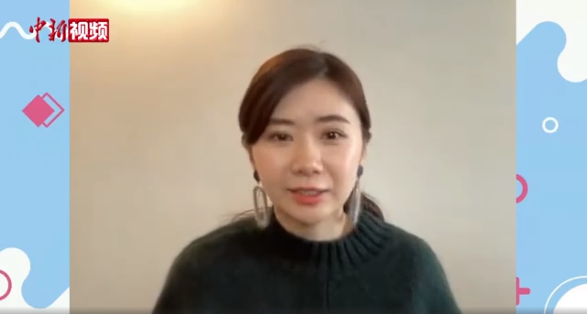 福原愛揭受《中國新聞社》訪問,覺得自己會受中國球迷喜愛是因為東北腔。(翻攝中新視頻)