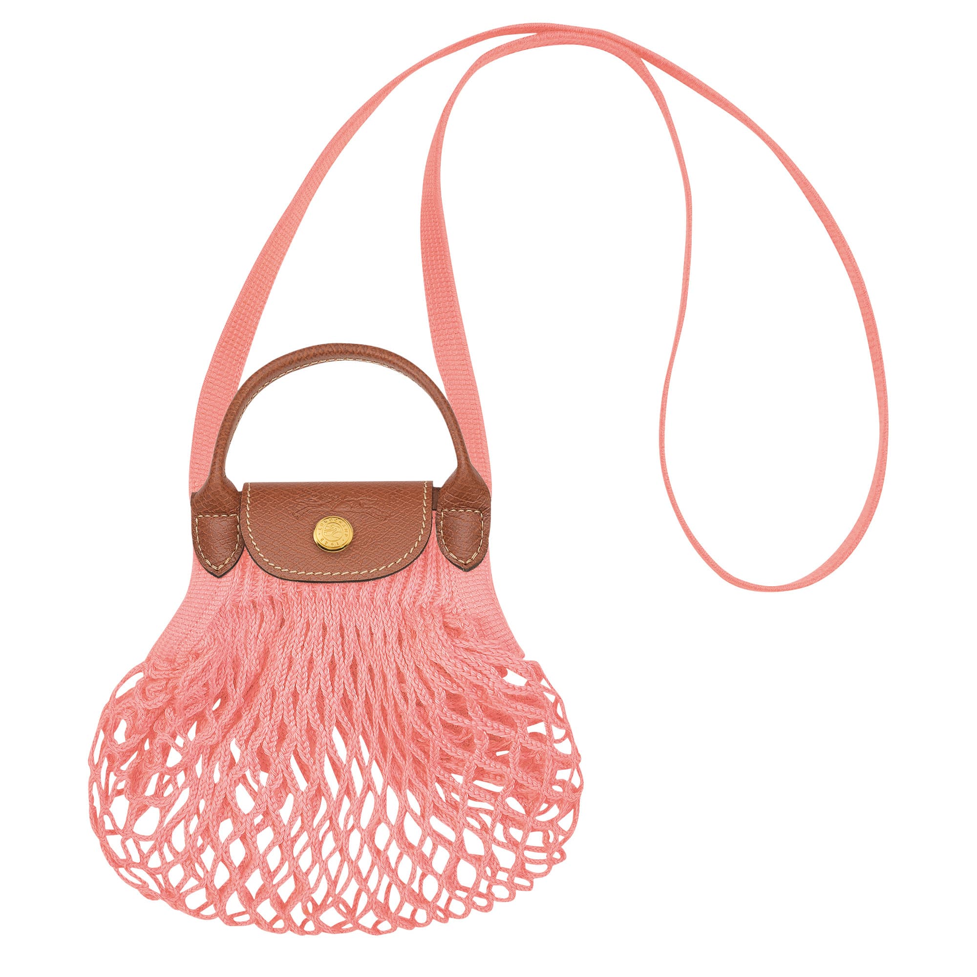 Le Pliage Filet系列腮紅色迷你手提包。NT$3,000（LONGCHAMP提供）