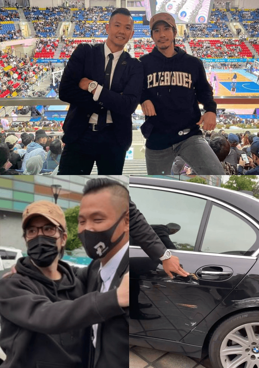 陳建州(上圖左、左下圖右)吐槽王力宏(上圖右、左下圖左)的愛車滿布刮痕,宏宏喊冤:「從2008年到2021年開一台車,這樣技術應該算還可以吧?」(翻攝自陳建州臉書)