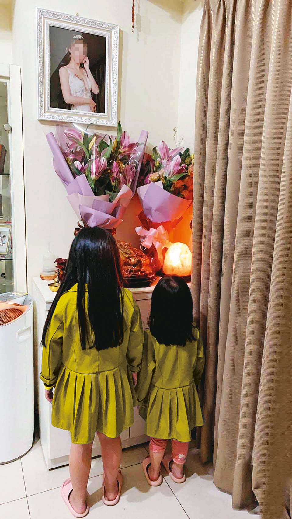 傳播妹Ｗ女跳樓輕生，留下一對年幼的女兒。（當事人已變裝處理）