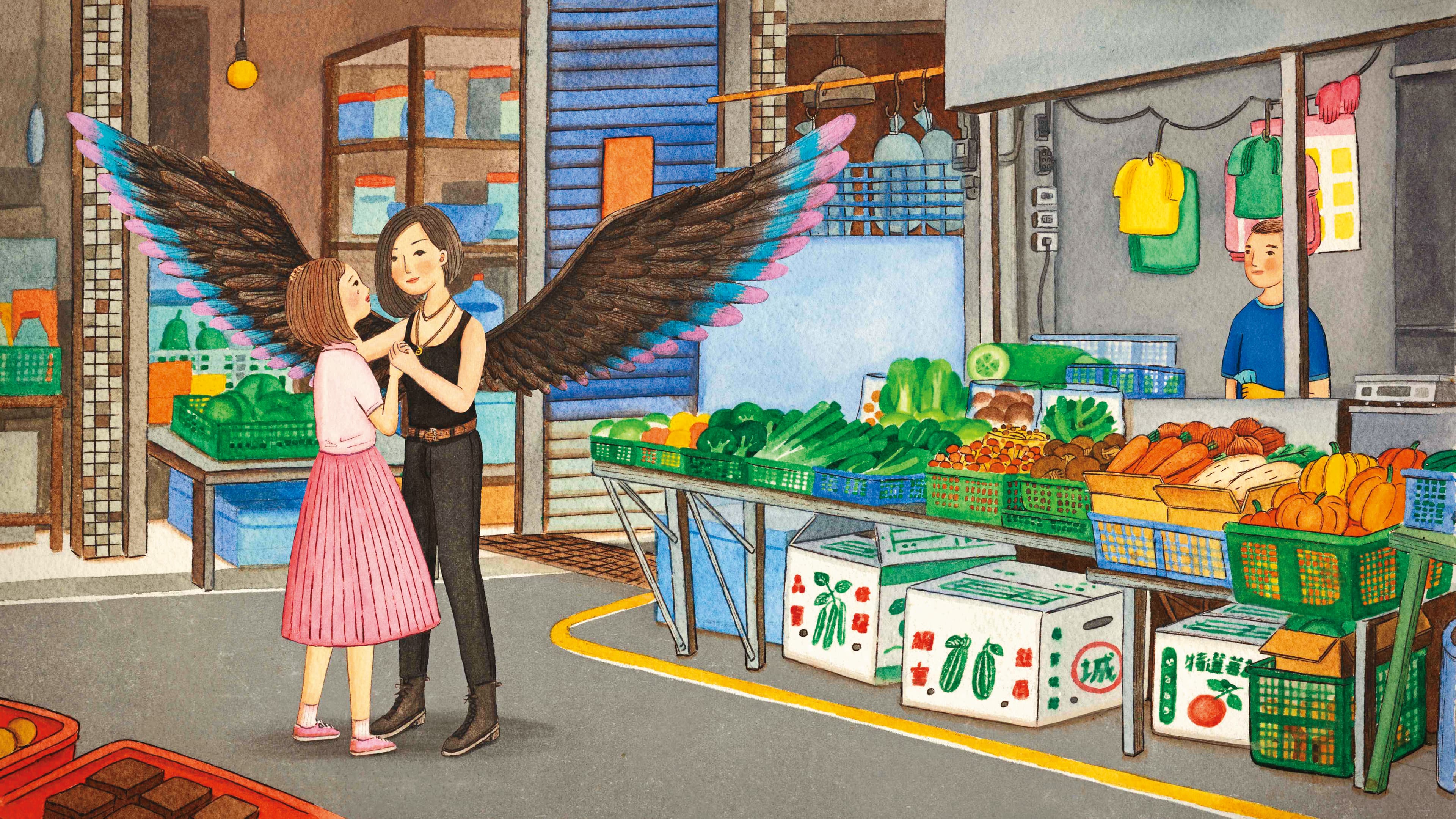 經年以黑色造型示人的淇姐,在插畫家筆下展現出溫暖的親和力。(後場音像提供)
