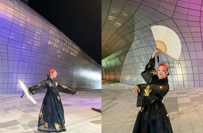 孝淵曬出身穿韓服的照片,也激怒中國小粉紅。(翻攝自孝淵Instagram)