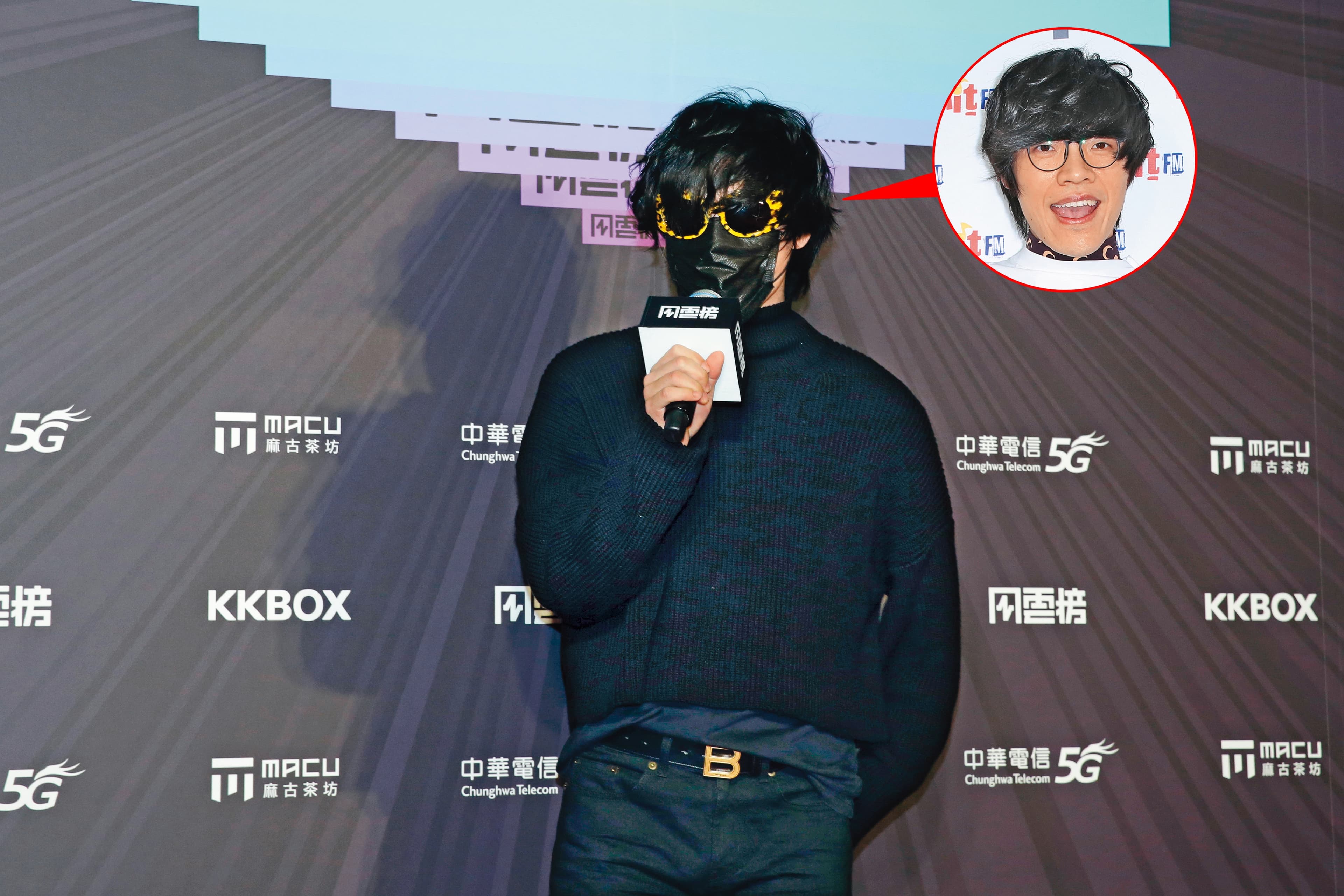 盧廣仲戴墨鏡又戴口罩，臉遮住反而比較帥？（←沒禮貌！）