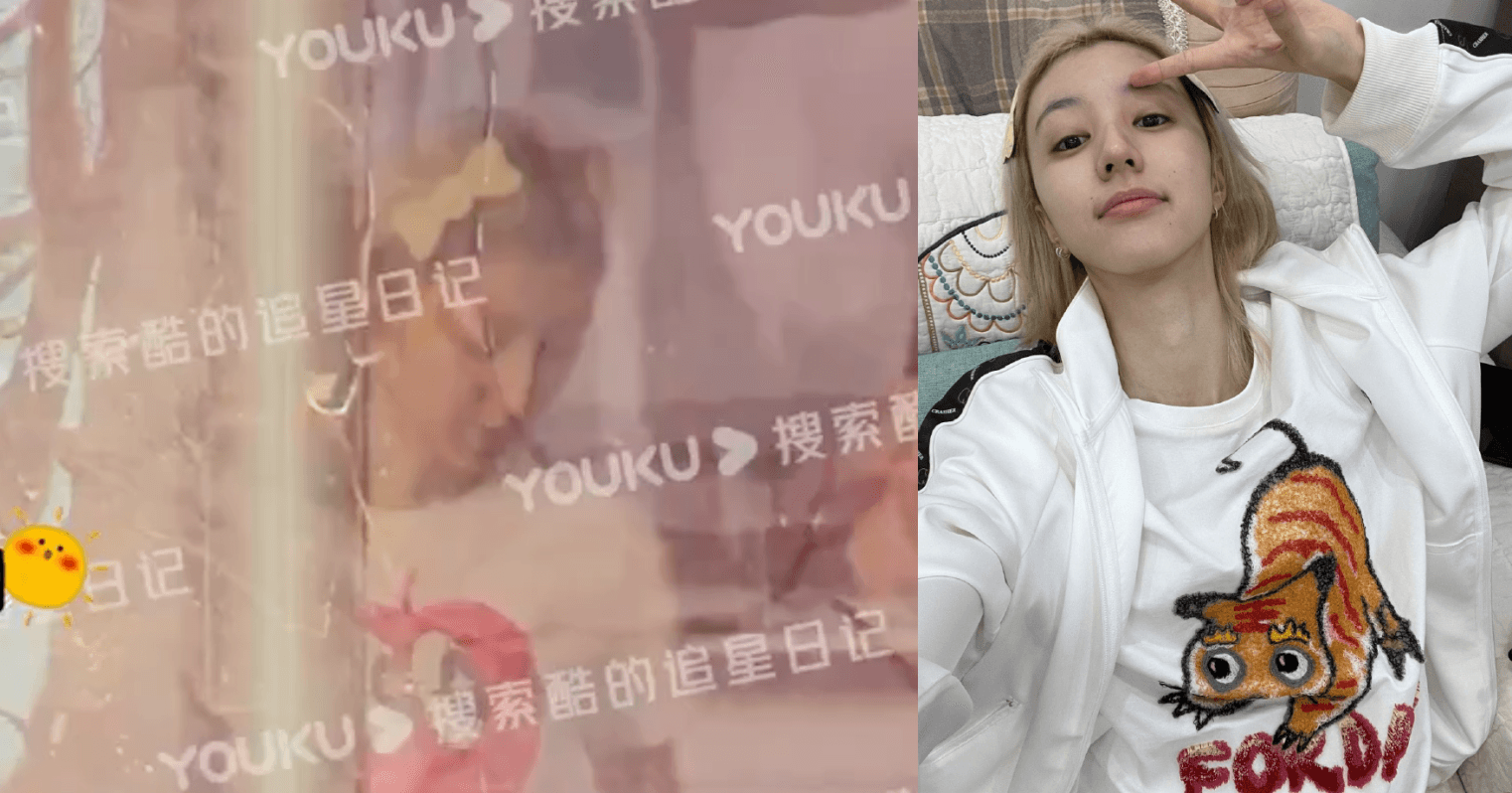 與華晨宇牽手約會的金髮女子,和王悅伊有著相同髮色和相似款的髮飾。(左截圖自影片,右翻攝王悅伊微博)