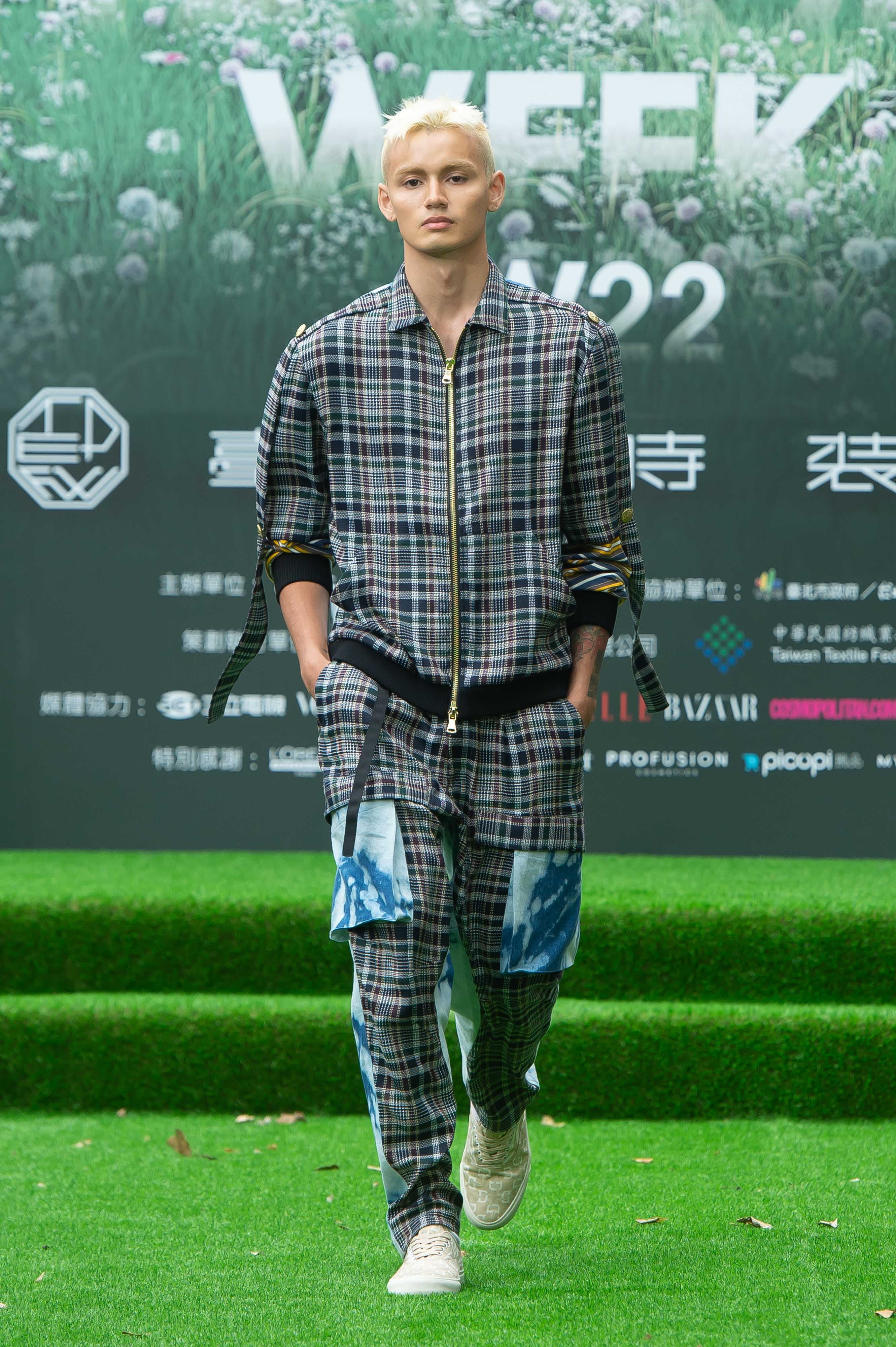 Daniel Wong將於臺北時裝週發表最新秋冬系列,格紋結合印花與水洗丹寧面料。(文化部提供)