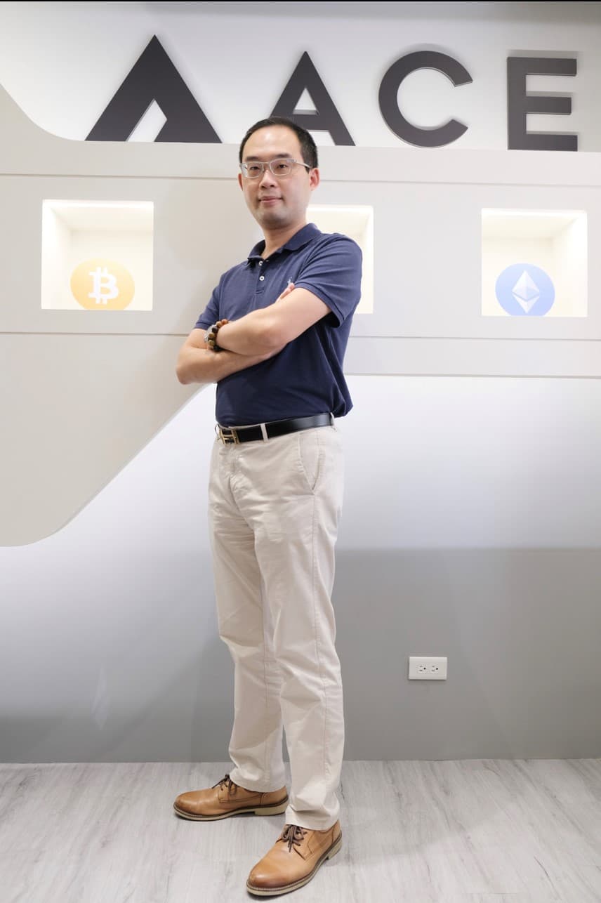 ACE虛擬貨幣交易所創辦人潘奕彰表示，樂天桃猿球迷未來將能在合法且有法幣信託的虛擬貨幣交易所，用新台幣買以太幣（ETH）進而買NFT。（ACE交易所提供）