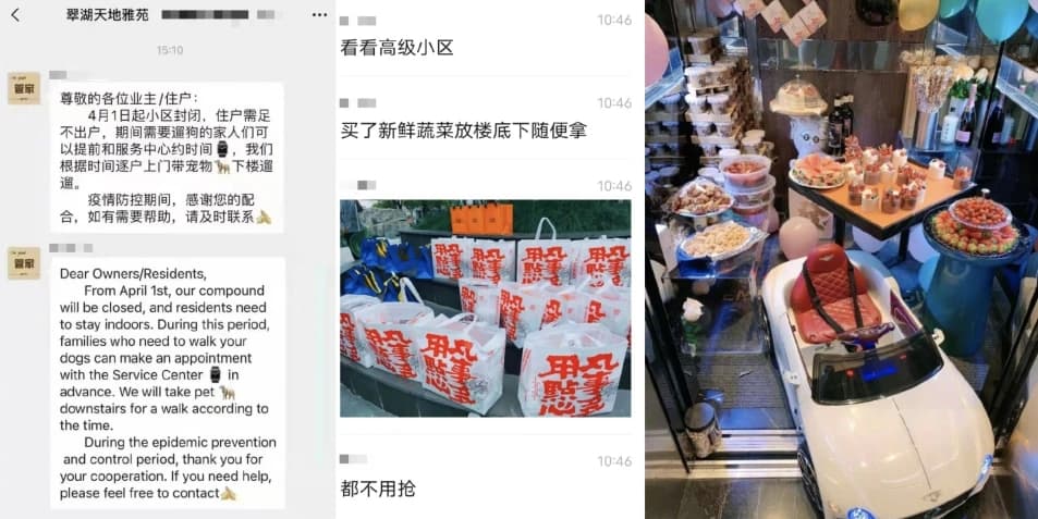 豪宅建商在社區1樓架設精緻Buffet,隨時提供點心咖啡,新鮮蔬菜隨意拿。(翻攝騰訊「王耳朵先生」)