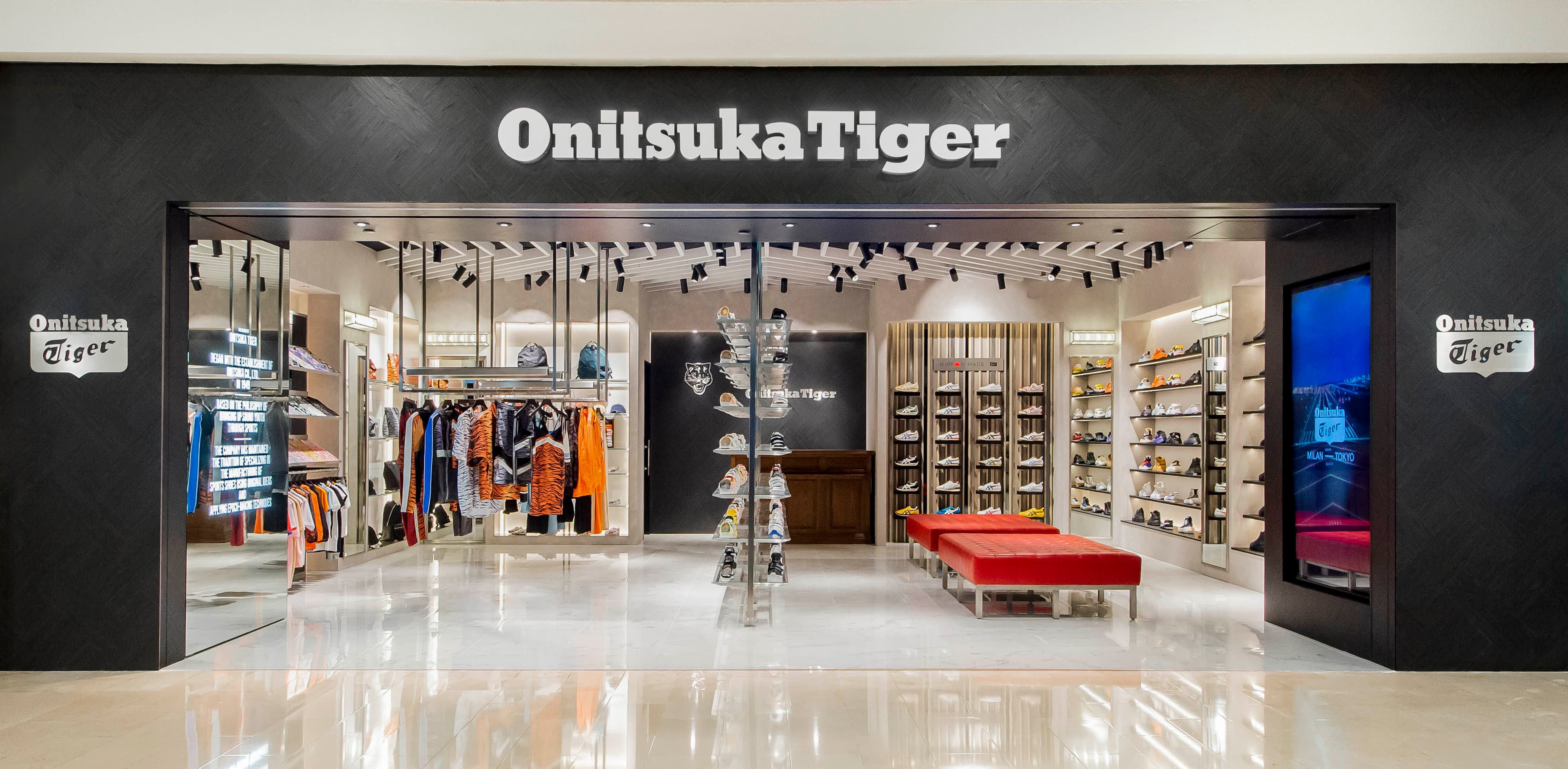 Onitsuka Tiger於台北101開設旗艦店,占地約30坪,將義式日魂入注台北地標。(Onitsuka Tiger提供)