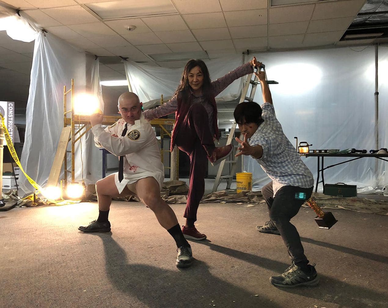 武術指導Andy Le、Brian Le兄弟檔是港片粉,能與過去在電影裡看到的楊紫瓊合作2人非常興奮。(翻攝自楊紫瓊臉書)
