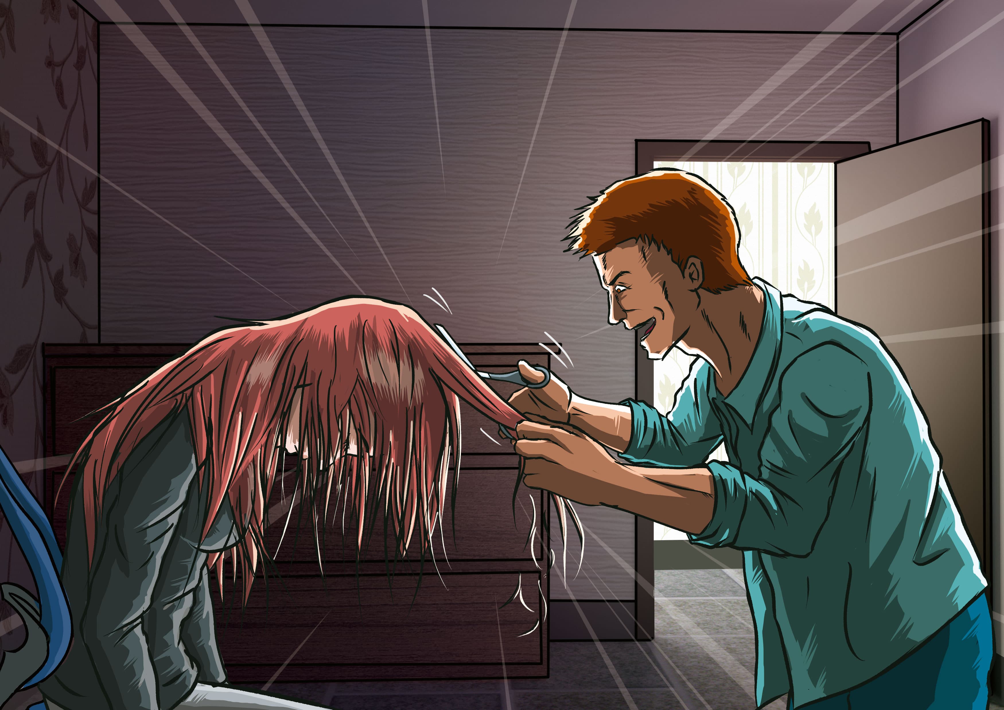 許聖哲為避免死者的身分被認出,故意將她的長髮剪短。(示意畫面)