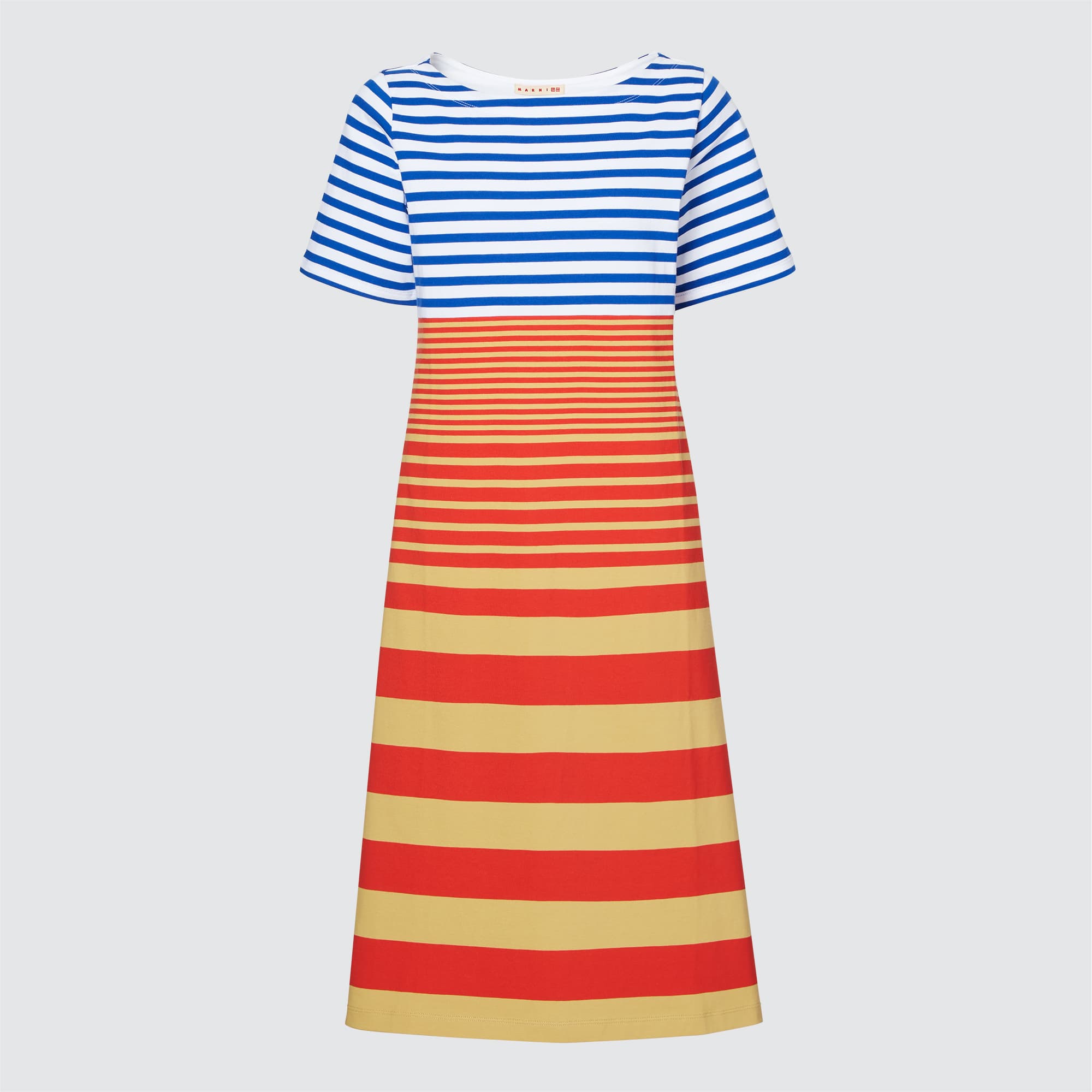UNIQLO and MARNI短袖條紋洋裝。NT$990(優衣庫提供)