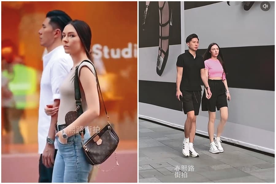 許君豪和洋妞去年也曾被拍到,當時洋妞還瞪了鏡頭一眼。(翻攝自春熙路街拍小紅書)