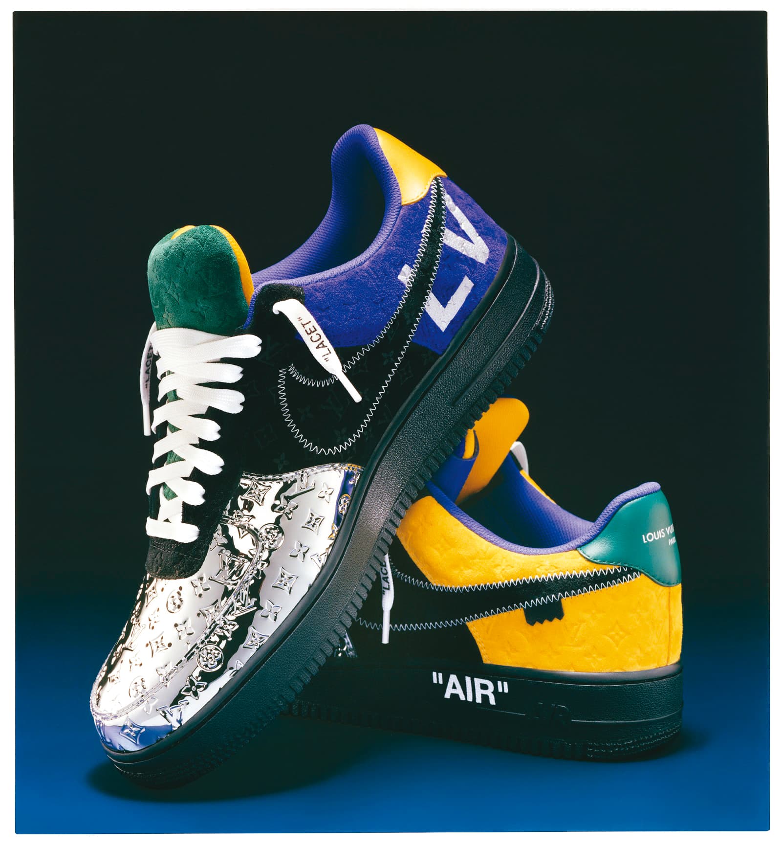 LOUIS VUITTON & NIKE「Air Force 1」 BY Virgil Abloh低筒球鞋。NT$91,500(路易威登提供)