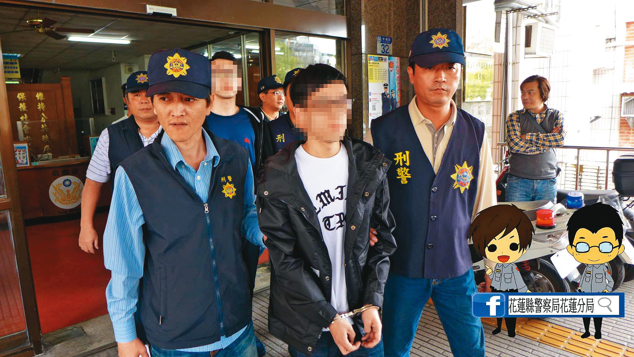 邱紹瑋(右)是邵御軒心腹小弟,邵是否透過邱唆使劉姓和黃姓小弟毆打戒護科長,有待檢廉釐清。(翻攝花蓮分局臉書)