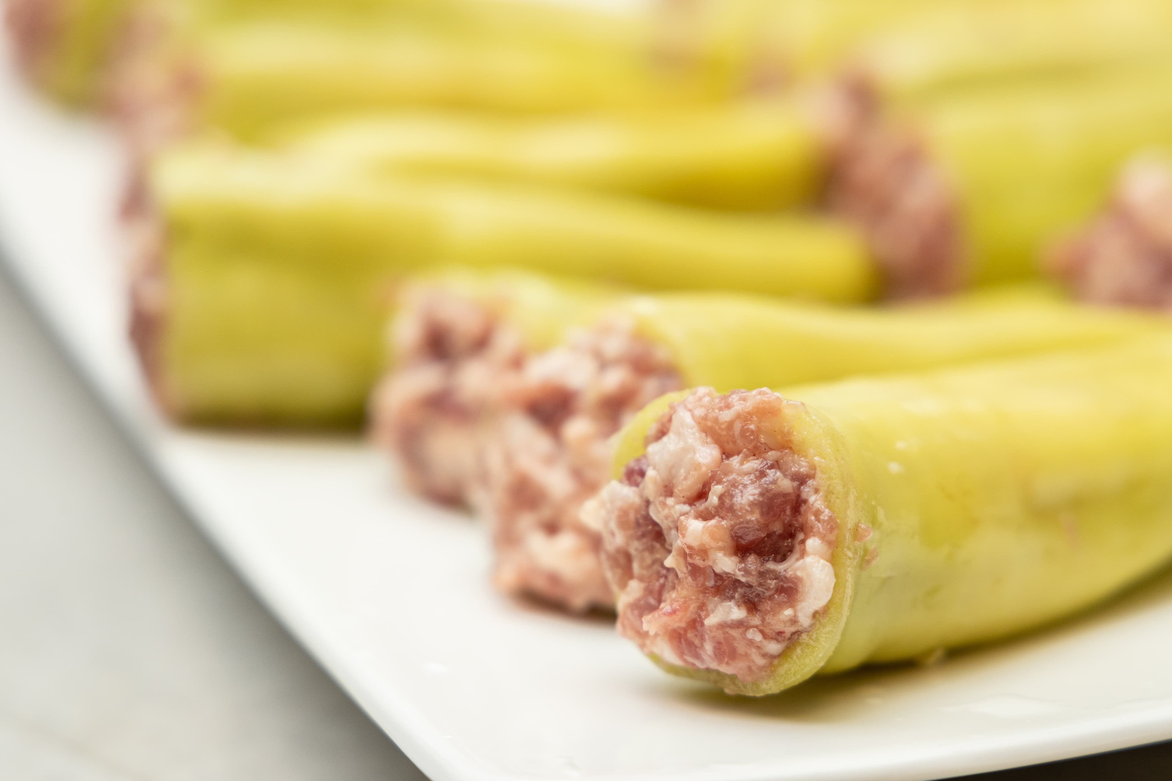 鑲好肉的翡翠椒。