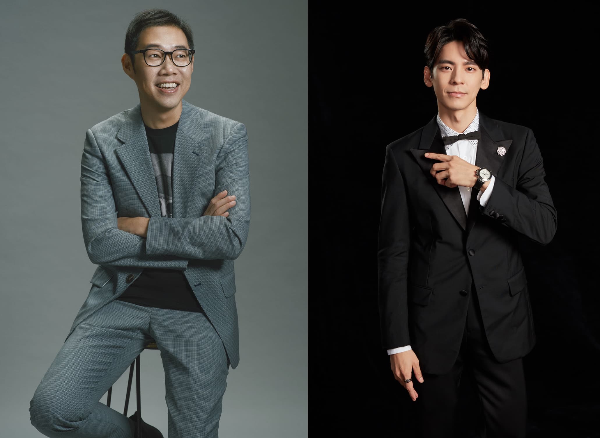本屆金穗獎評審團主席是導演林書宇(左),林柏宏首度擔任評審,「雙林」會代表頒獎。(金馬執委會)