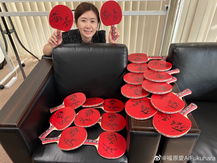 福原愛常在微博更新近況,同樣努力經營自己的桌球事業。(翻攝福原愛微博)