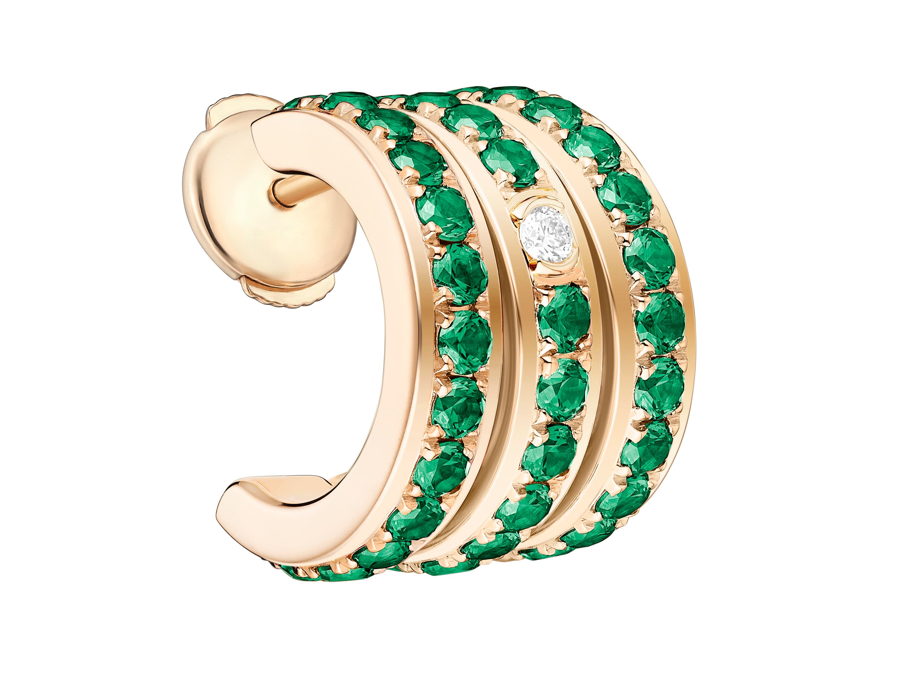 Possession系列18K玫瑰金祖母綠鑽石三圈耳環 NT$228,000 PIAGET。(PIAGET提供)