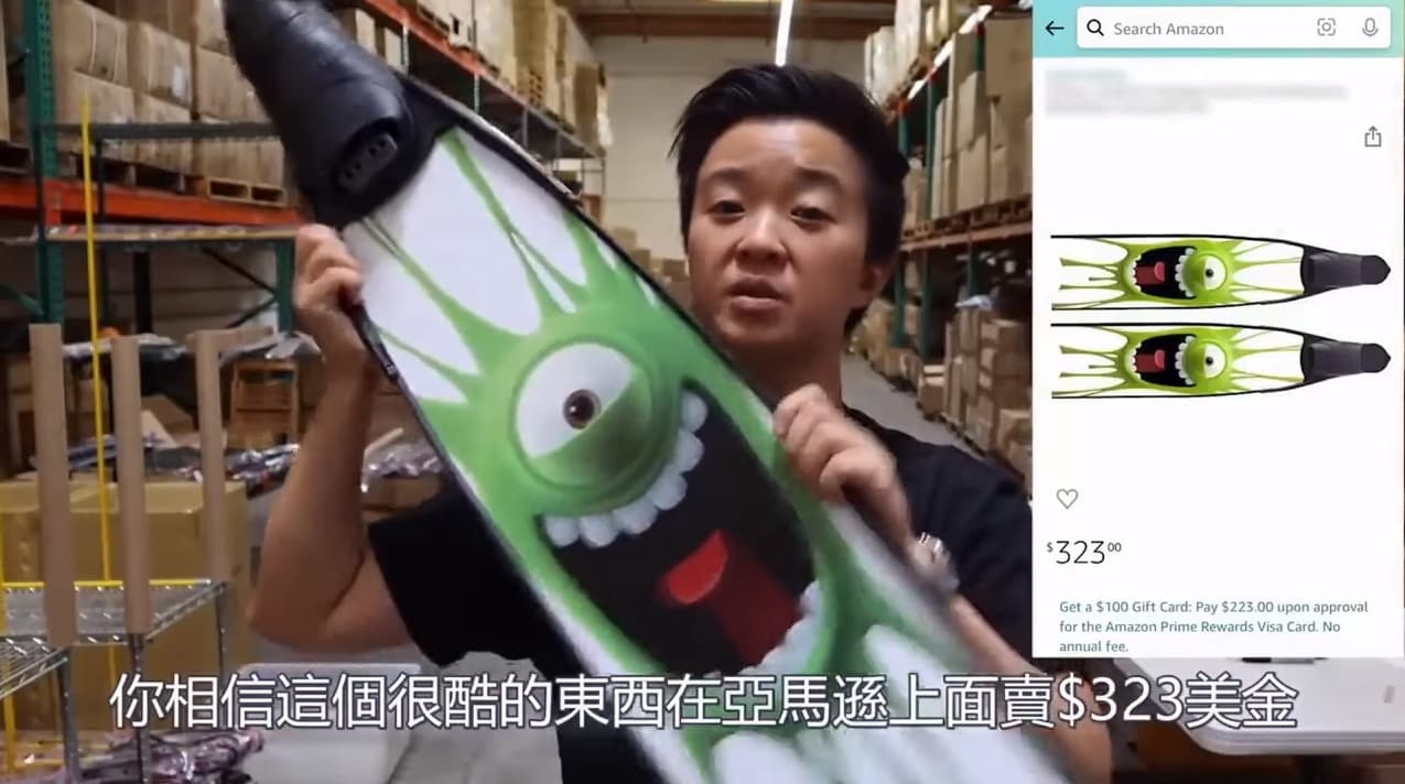 短髮女子Ellen在廣告中拿出各種東西,跟大家分析其成本和售價。(翻攝自YouTube)