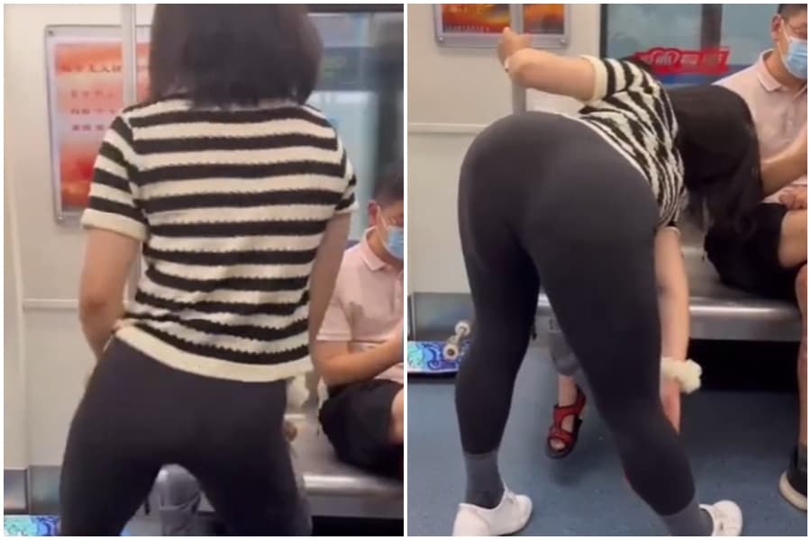 影片可見,女子熱舞跳的相當起勁,但男童不為所動。(翻攝自YouTube)