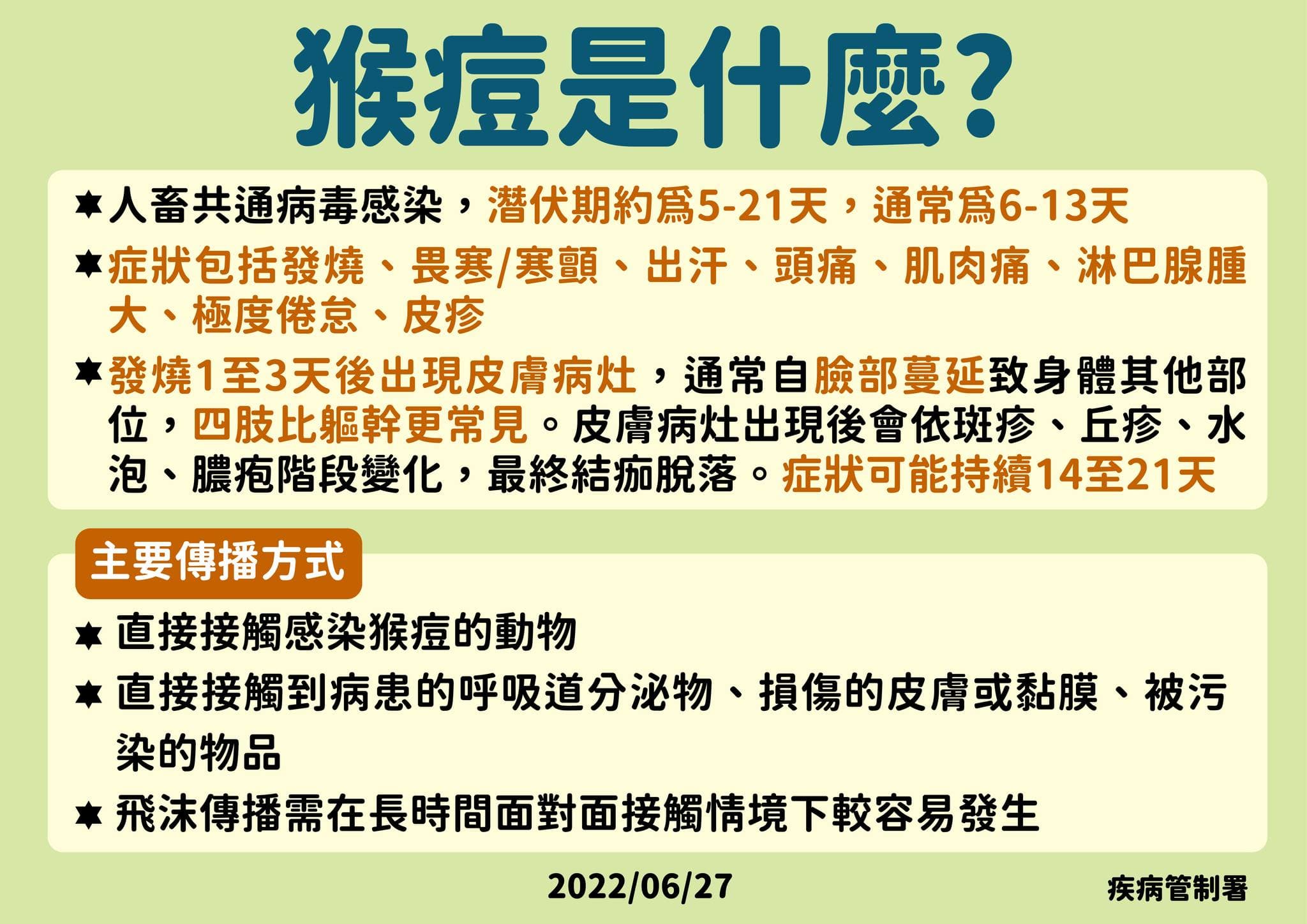 指揮中心說明猴痘。（指揮中心提供）