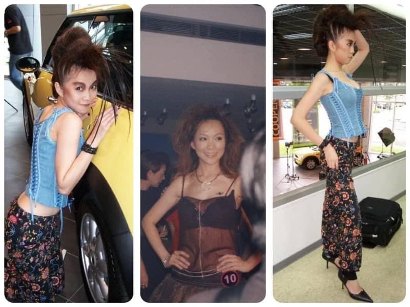王麗蓉年輕時身材削瘦,20年前曾參加BMW舉辦選美比賽,獲得全國第三名。(王麗蓉獨家授權提供,請勿任意翻用)