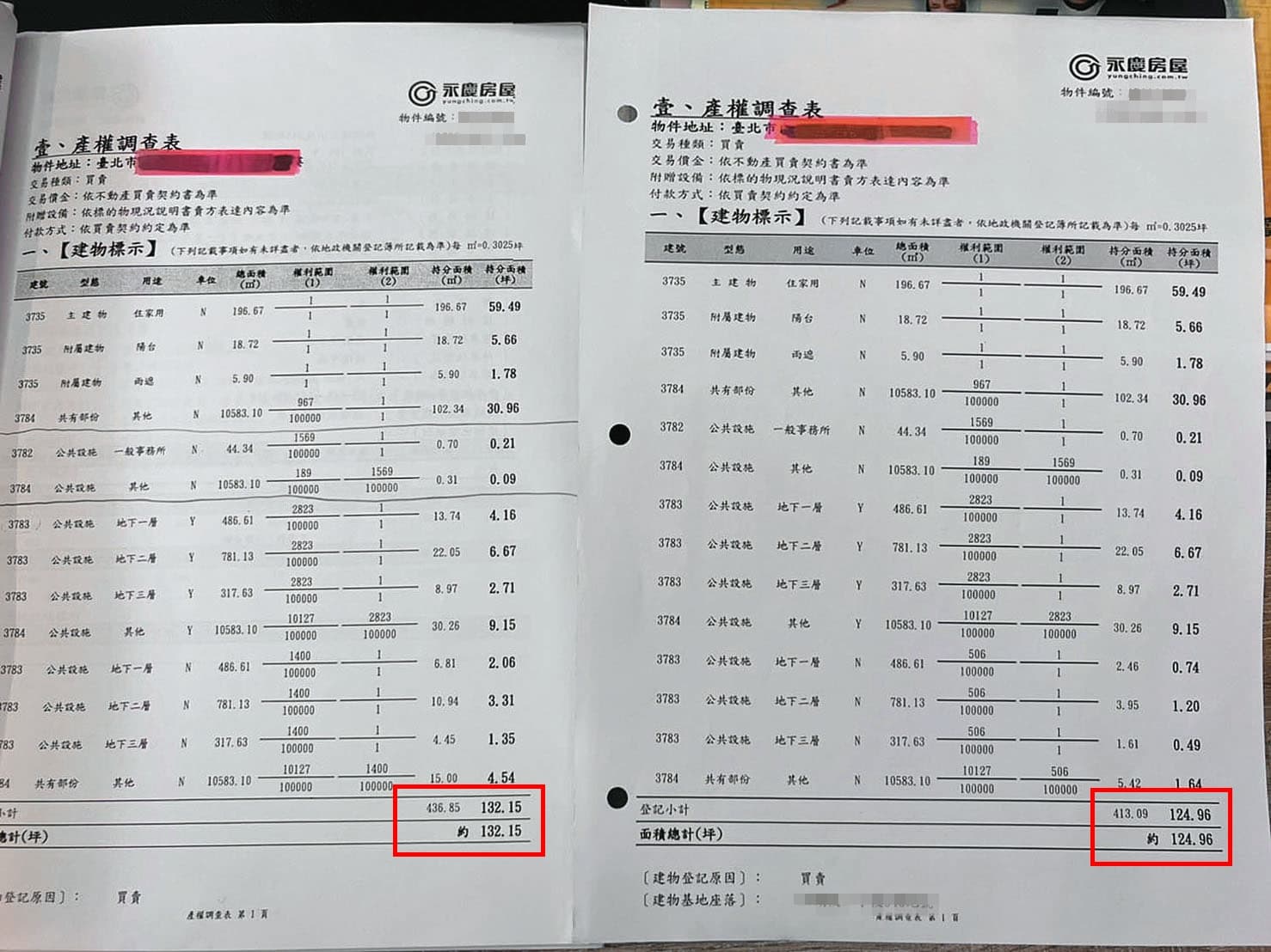 B小姐辦理火險時,銀行通知坪數有變,她才知道實際權狀坪數比買賣契約書少了7.19坪。(讀者提供)