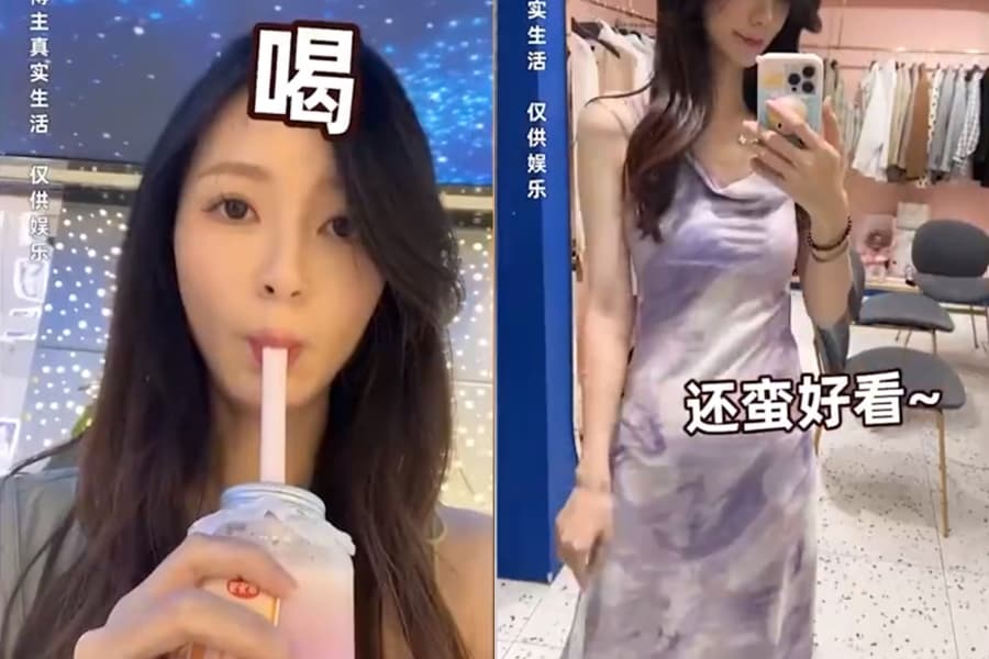 過瘦女稱,自己增重1週僅胖0.3公斤,倒是穿起別人穿不下的衣服挺好看的。(翻攝自微博)